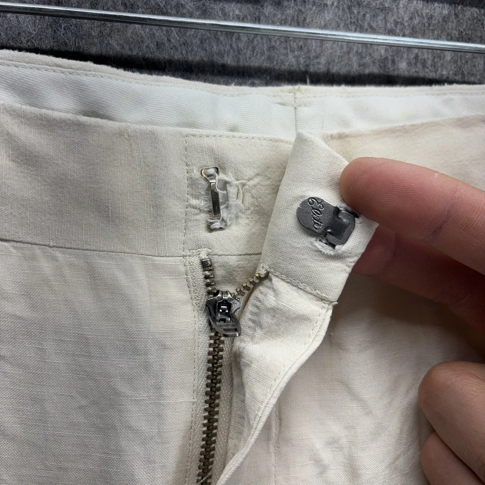 Vintage Polo Ralph Lauren Silk Linen Pants Mens 36x27.5 Light Tan Trouser Preppy